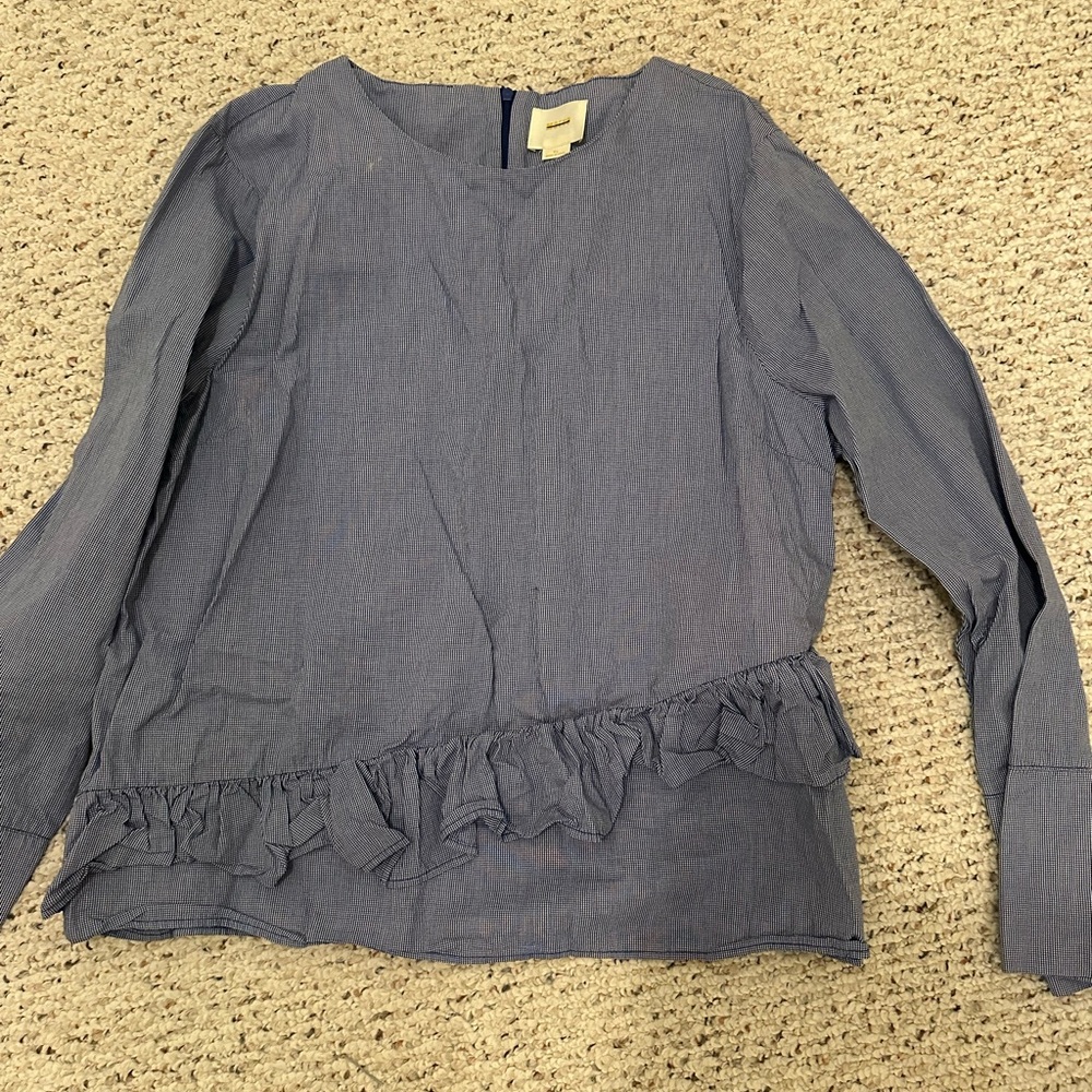 Blue Ruffle Blouse